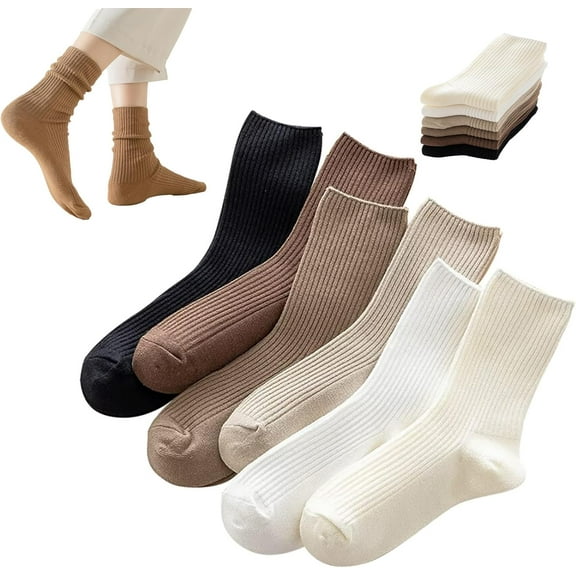 CoCozhu Womens Cute Crew Socks Casual Athletic Aesthetic Socks Neutral Cotton Socks for Women
