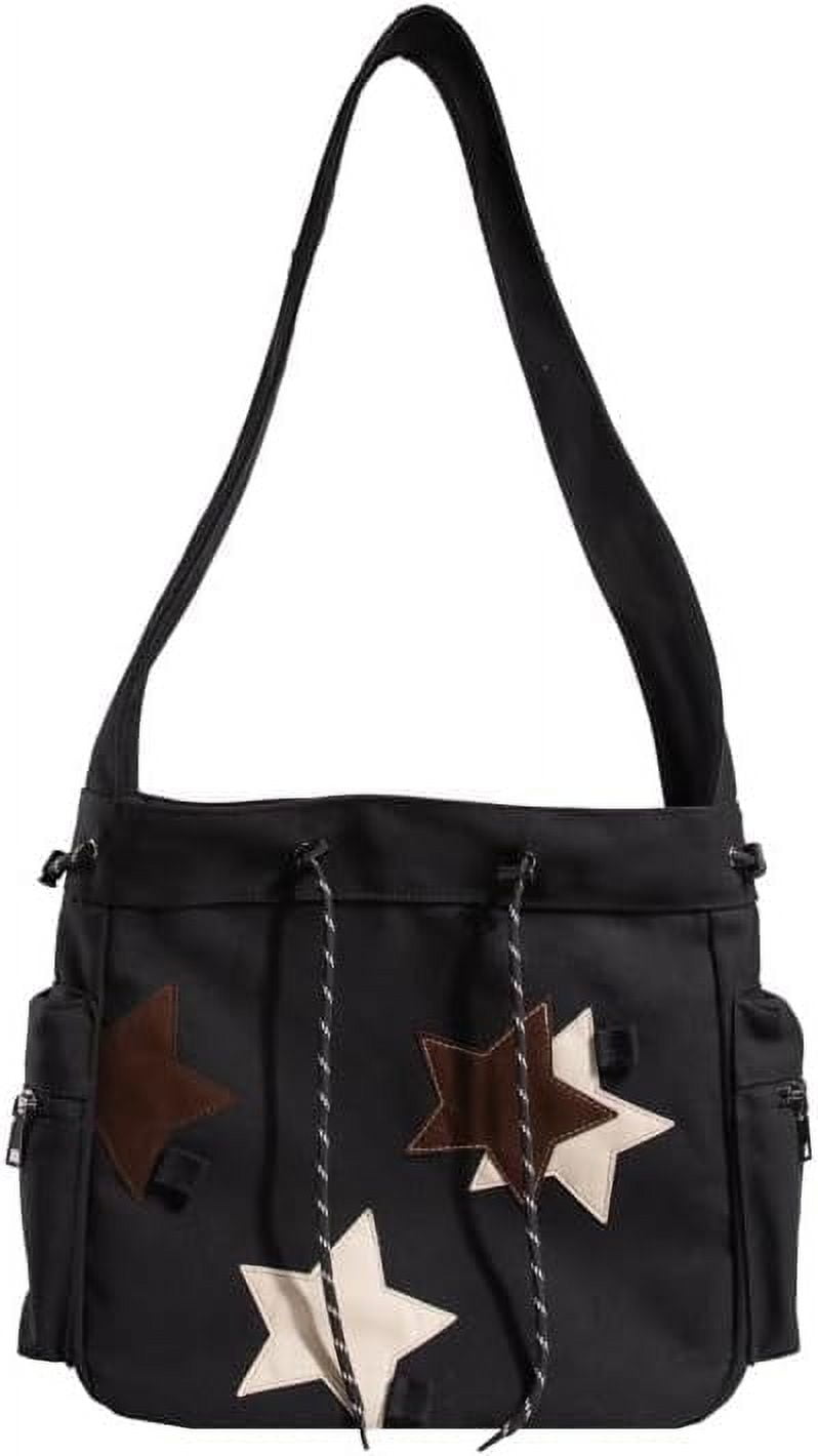 CoCozhu Y2K Star Messenger Bag Vintage Canvas Drawstring