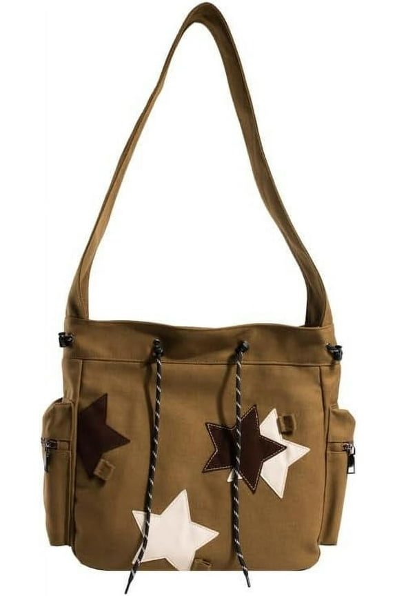 Y2K Star Messenger Bag Vintage Canvas Drawstring Purse Aesthetic School Crossbody Bag Acubi Emo Preppy Accessories