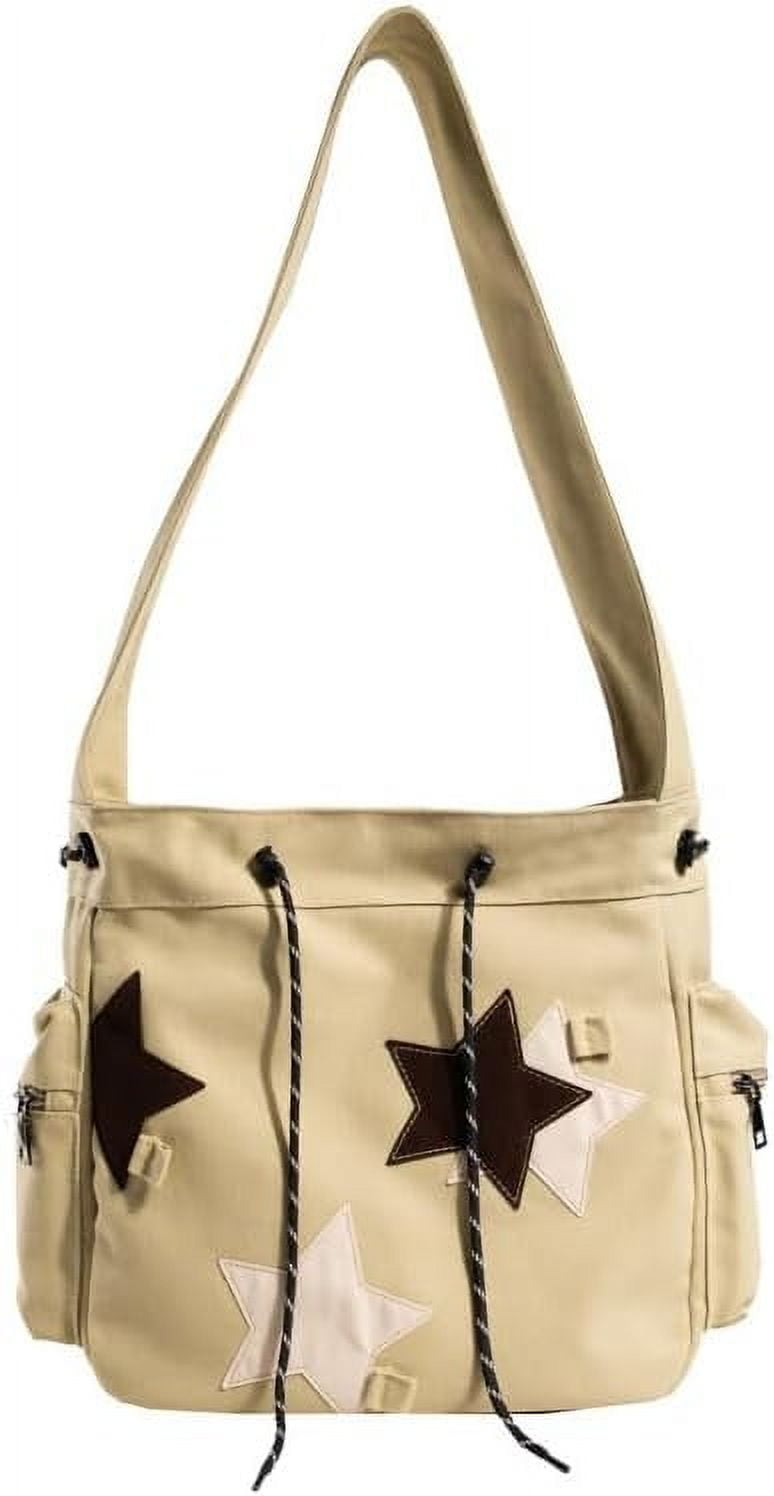 CoCozhu Y2K Star Messenger Bag Vintage Canvas Drawstring