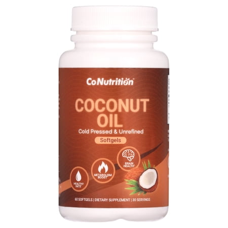 CoNutrition Coconut Oil Capsules Hair Skin Nail Vitamins Energy Supplements 60 Softgels