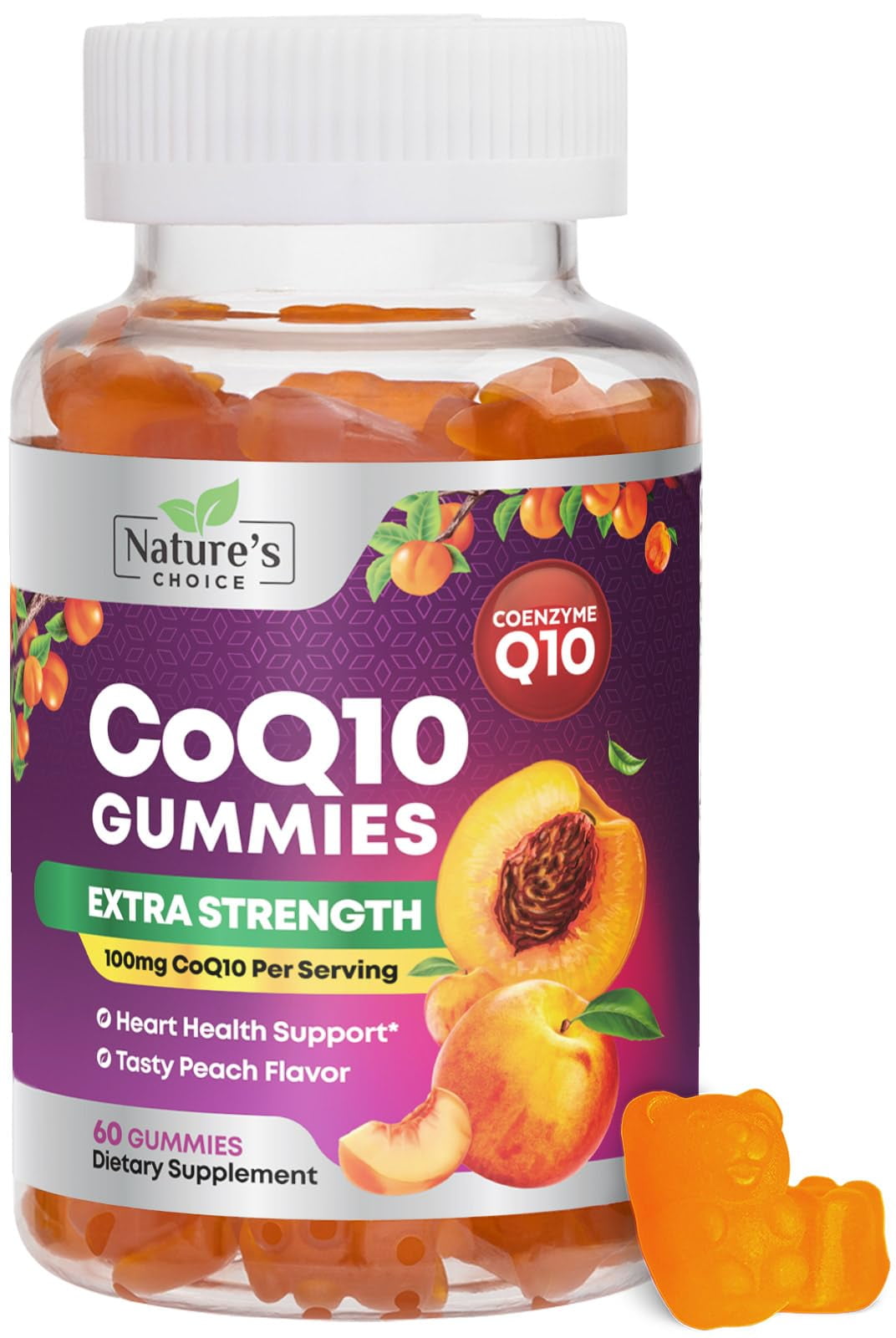 CoQ10 Gummies for Adults 100mg - 3X Strength, High Absorption, Antioxidant Supplement for Heart Health Support & Energy Production, Ultra Coenzyme Q10 Vitamins, Coq 10 Supplements - 60 CoQ10 Gummies
