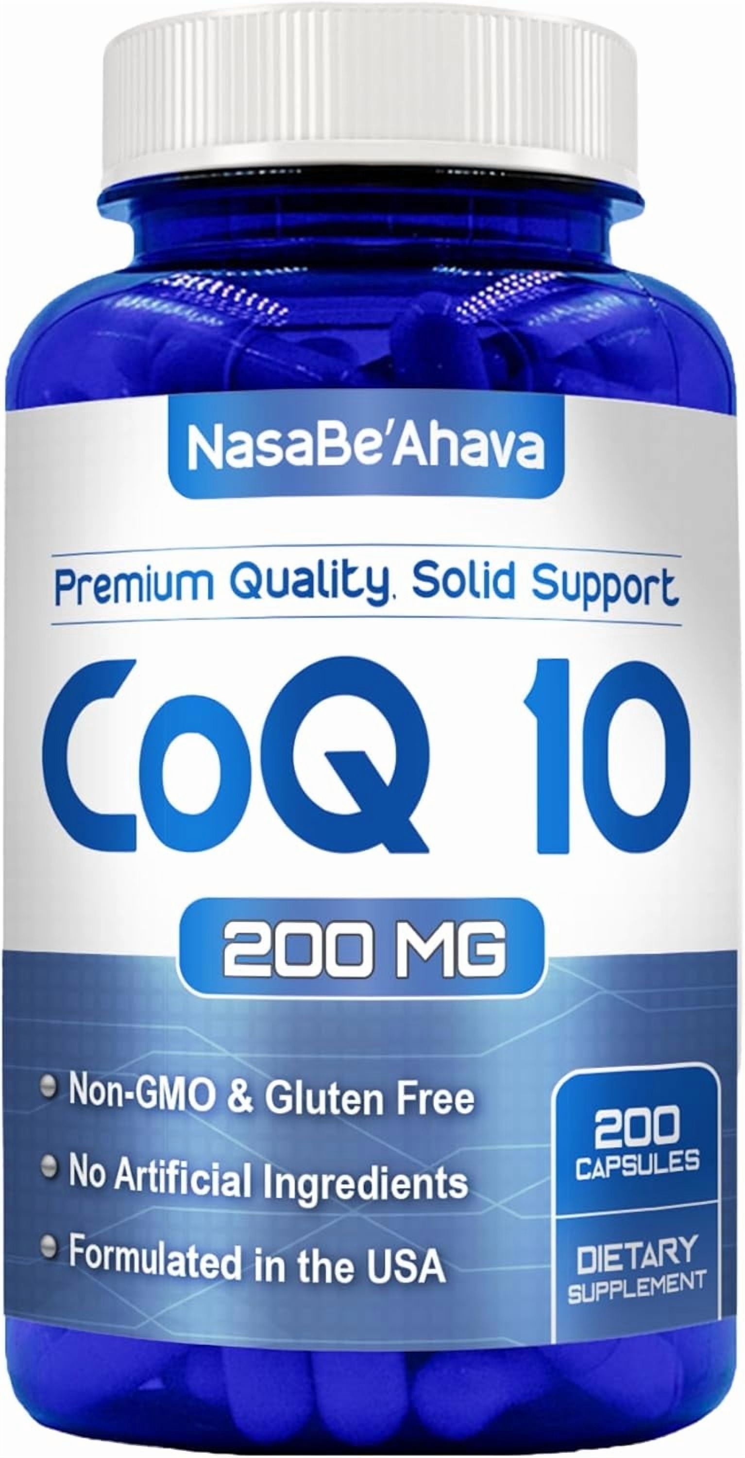 NasaBeahava CoQ10 Supplement, Vegan Coenzyme Q10 for Skin, Heart & Energy, 200mg, 200 Capsules