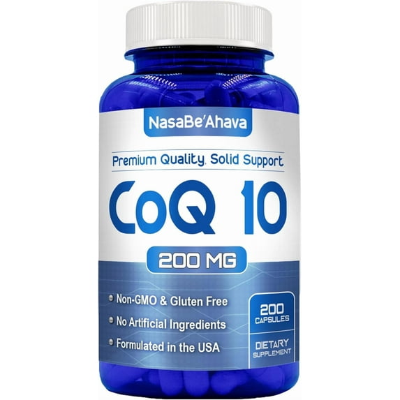 NasaBeahava CoQ10 Supplement, Vegan Coenzyme Q10 for Skin, Heart & Energy, 200mg, 200 Capsules