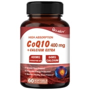 CoQ10 400mg Ubiquinone Softgels with Calcium, Organic Dandelion Root & Black Pepper Extract, Enhanced Bioavailability, Heart & Cellular Energy Support Dietary Supplement, 60 Softgels