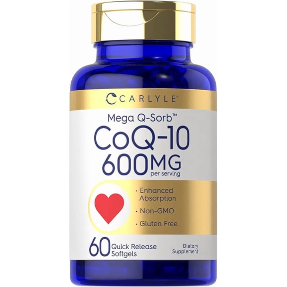 CoQ10 600 mg | 60 Softgels | with Black Pepper Extract | by Carlyle