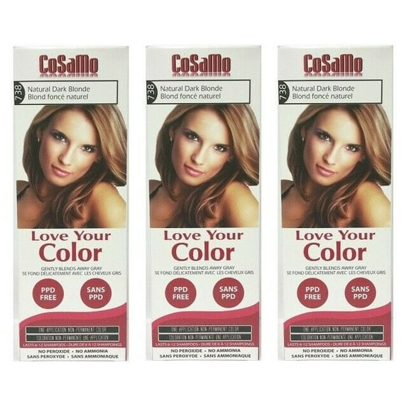 CoSaMo - Love Your Color Non-Permanent Hair Color 738 Natural Dark Blonde - 3 oz. (Pack of 3)