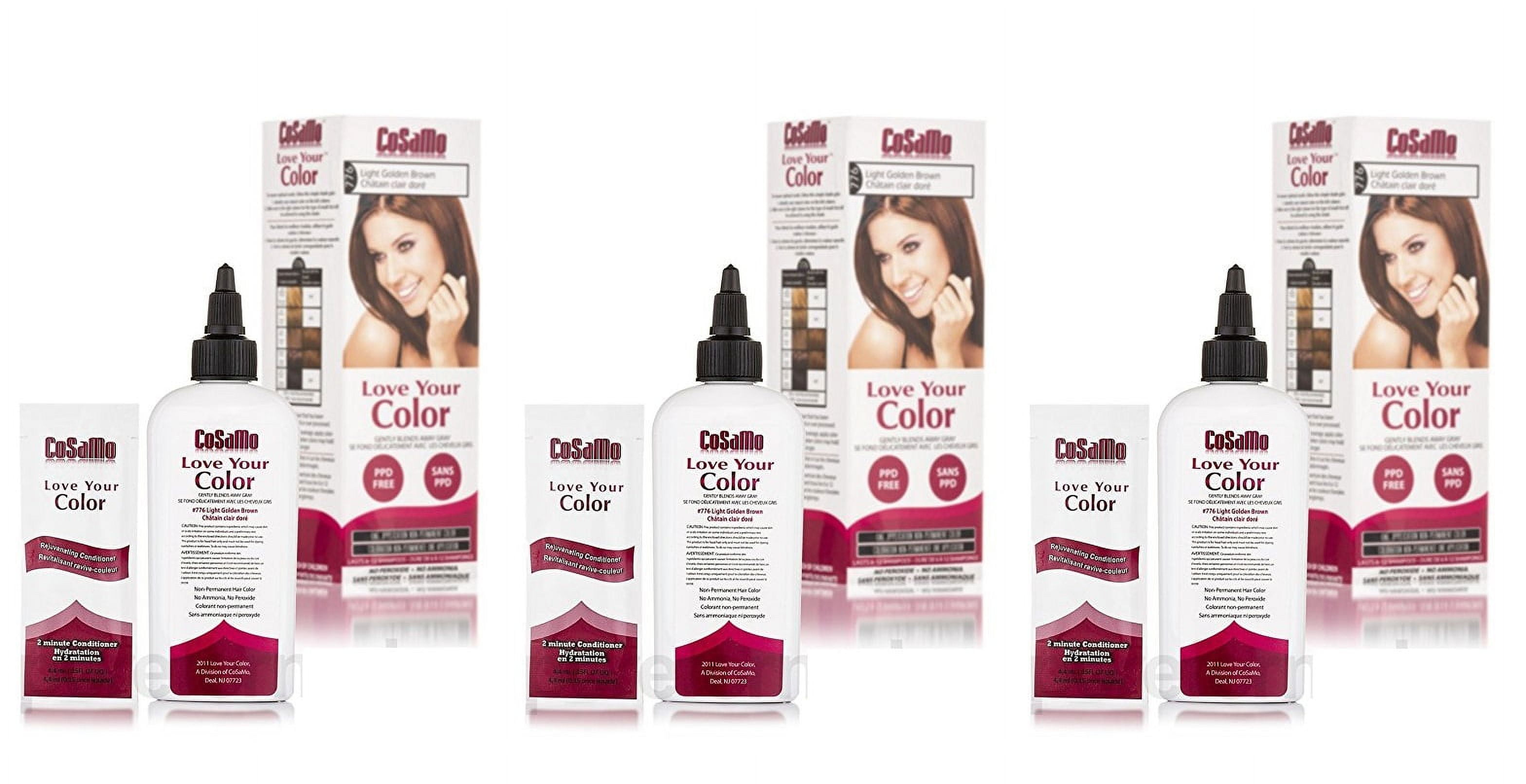 CoSaMo - Love Your Color Non-Permanent Hair Color 776 Light Golden Brown - 3 oz. (Pack of 3)