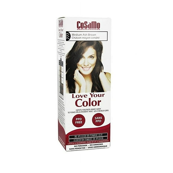 CoSaMo - Love Your Color Non-Permanent Hair Color 777 Medium Ash Brown - 3 Oz + Cat Line Makeup Tutorial