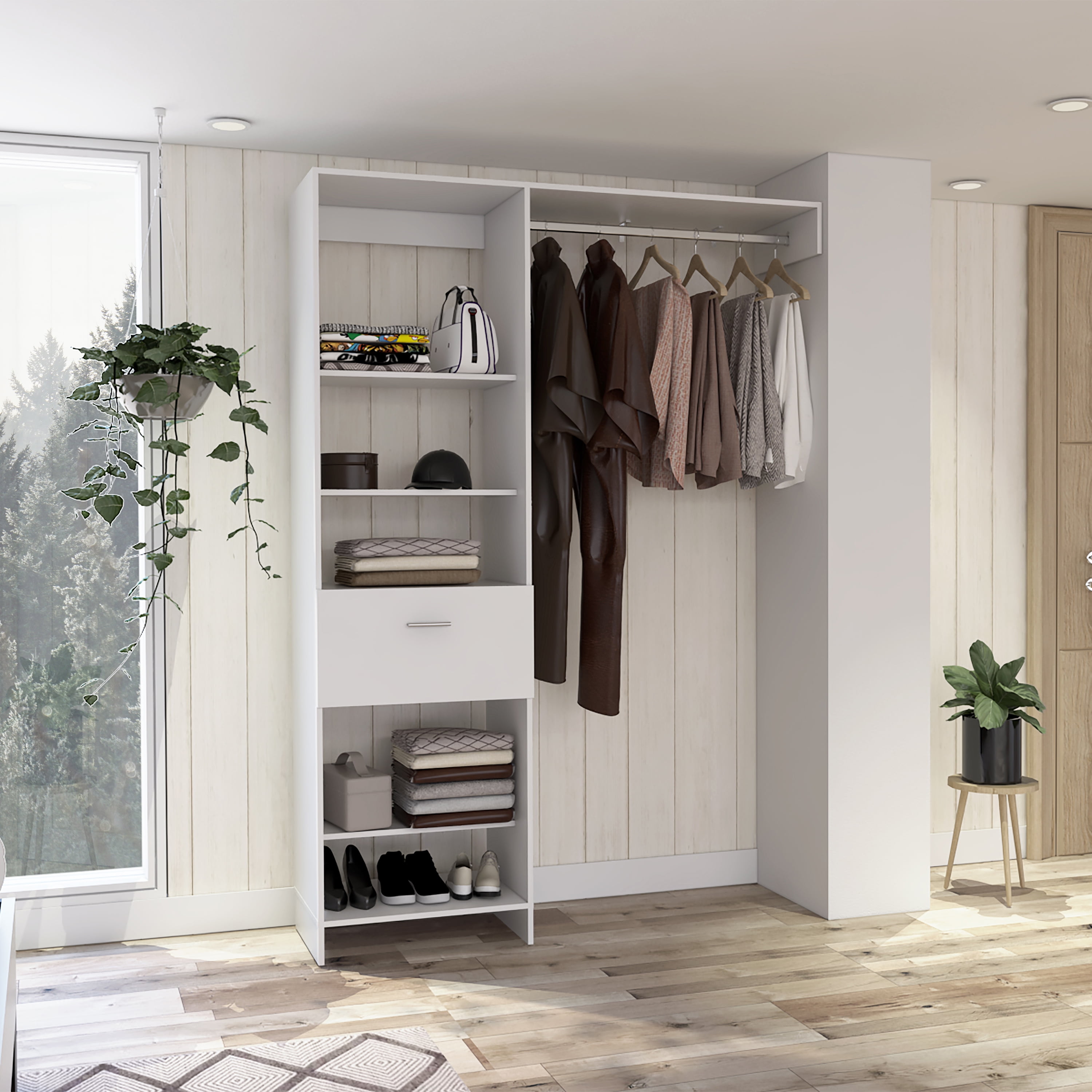 CoSoTower 1-Drawer 4-Shelf Closet System White - Walmart.com
