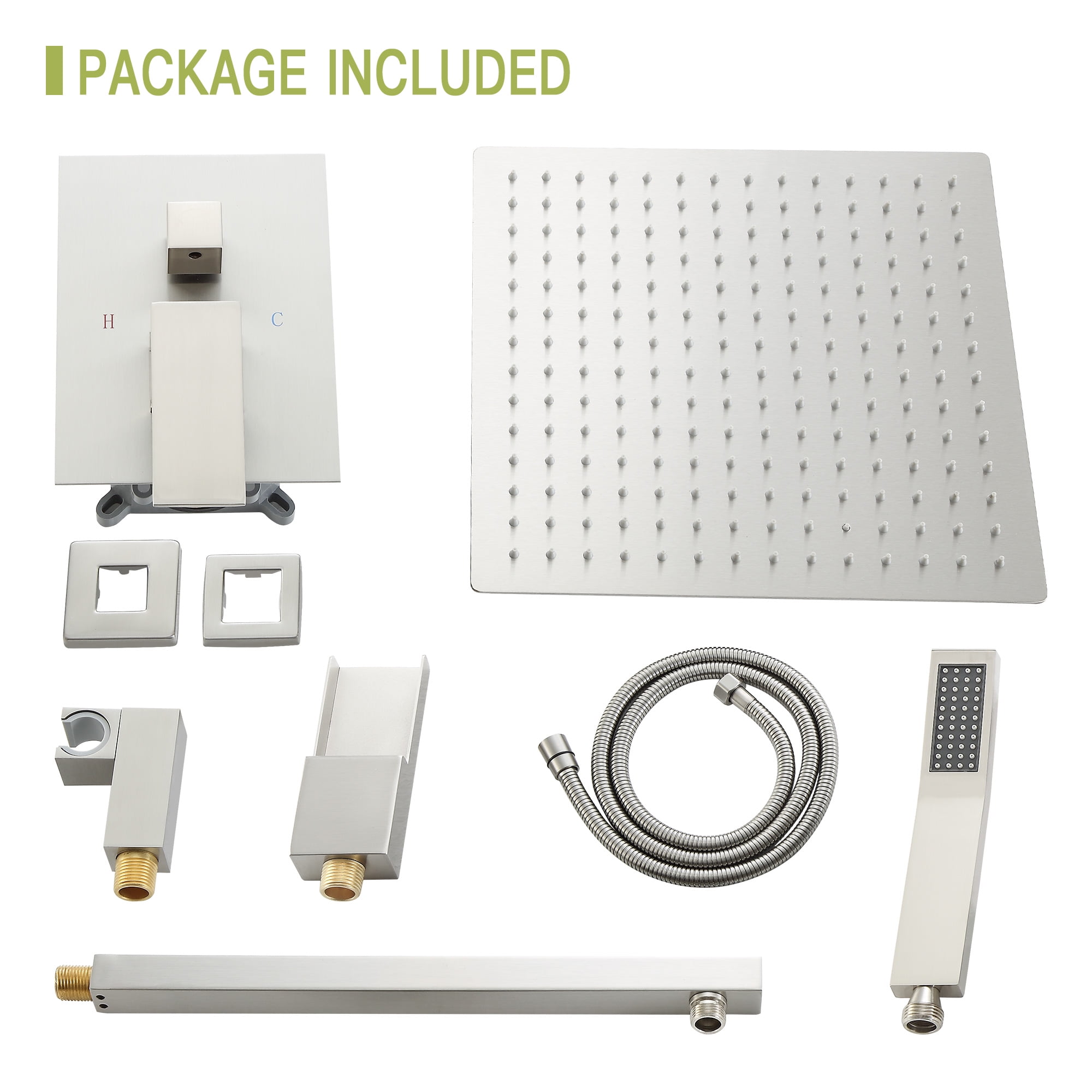 CoSoTower 10" Rain Shower Head Systems with Waterfall Tub Spout