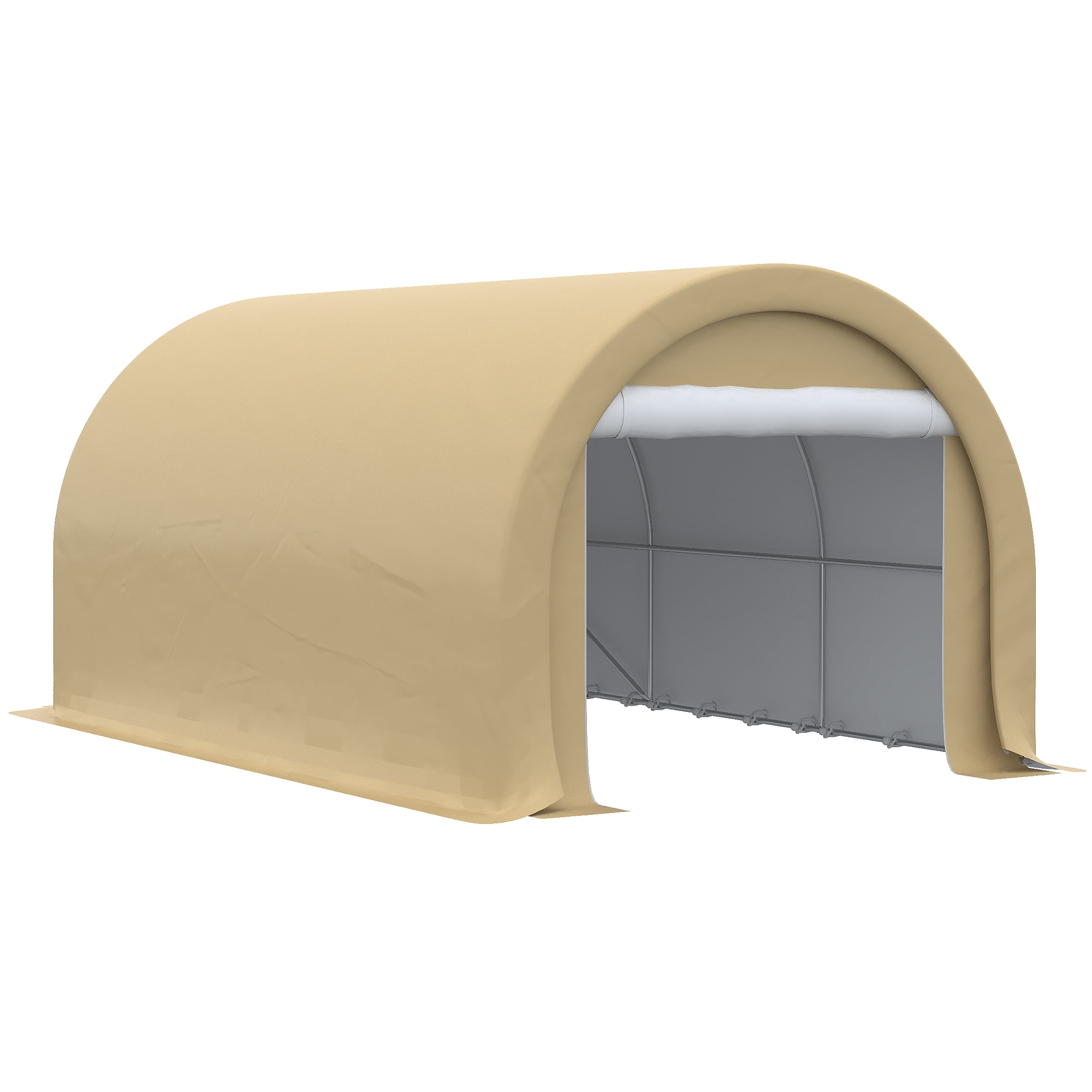 CoSoTower 10' X 16' Carport, Heavy Duty Portable Garage Storage Tent with Large Zippered Door, Anti-Uv PE Cover for Car, Truck, Boat, Motorcycle, Bike, Garden Tools, Outdoor Work, Beige