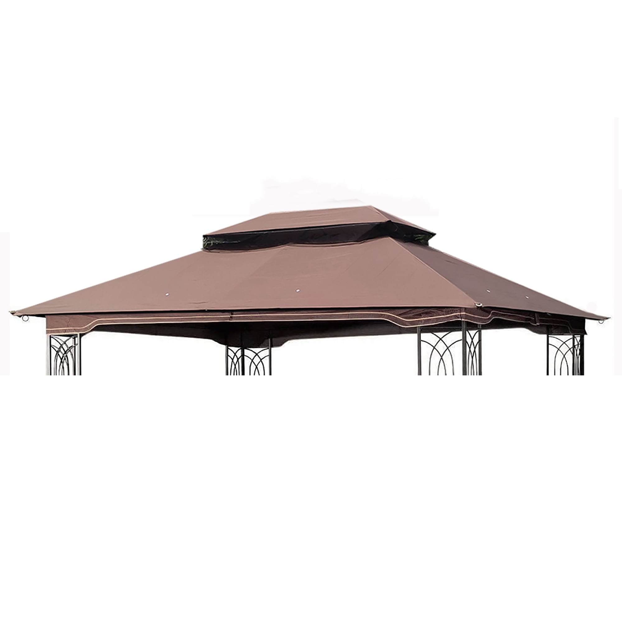 CoSoTower 10X12 Ft Outdoor Patio Gazebo Replacement Canopy,Double Tiered Gazebo Tent Roof Top Cover Only(Frame Not Include)-Brown
