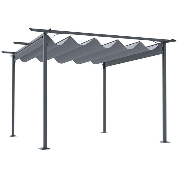 CoSoTower 11.5' X 11.5' Retractable Pergola Canopy, Outdoor Uv Protection & Sun Shade, Steel Frame for Garden, Grill, Patio, Backyard, Gray