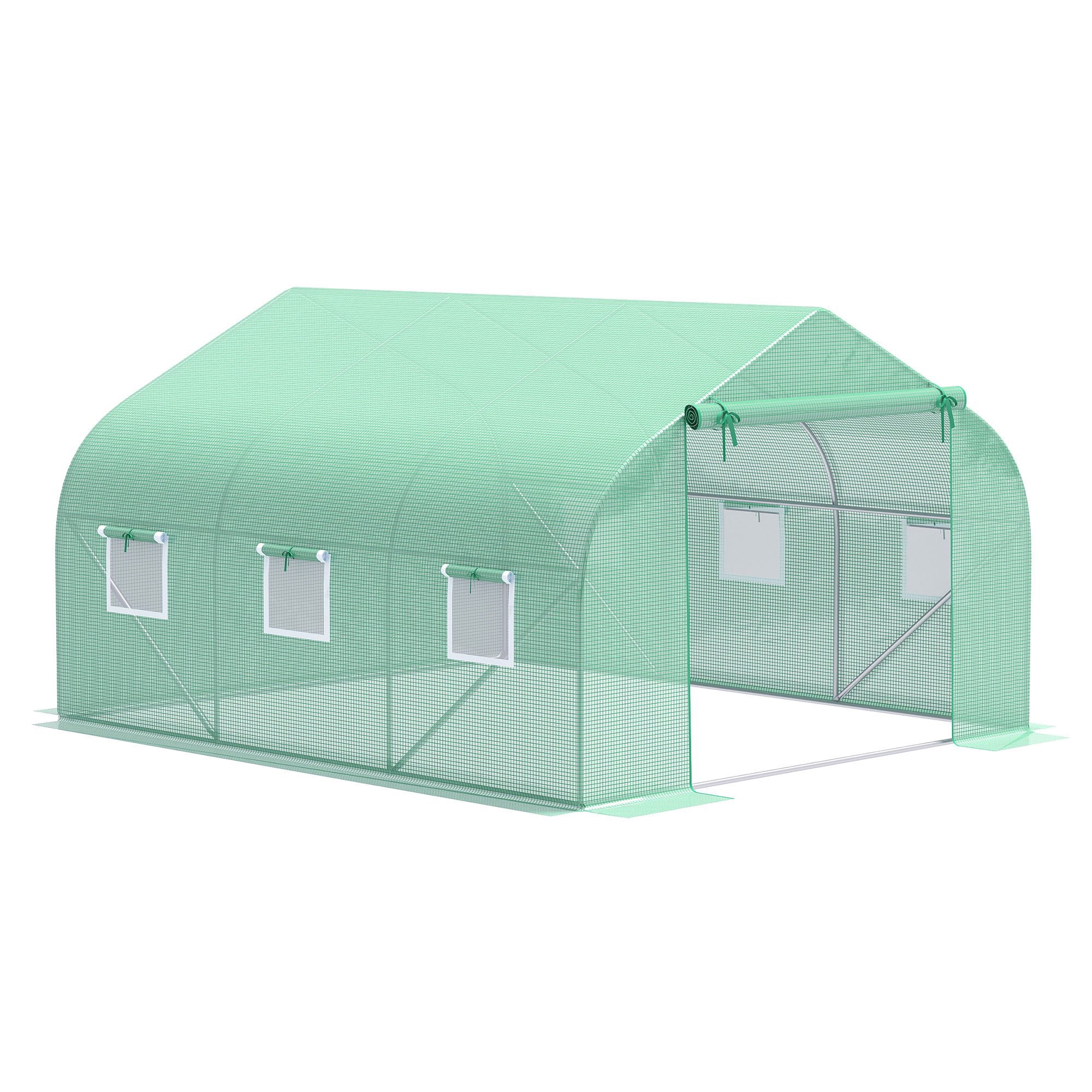 Green 12' x 10' Outdoor Walk-In Tunnel Greenhouse with Steel Frame