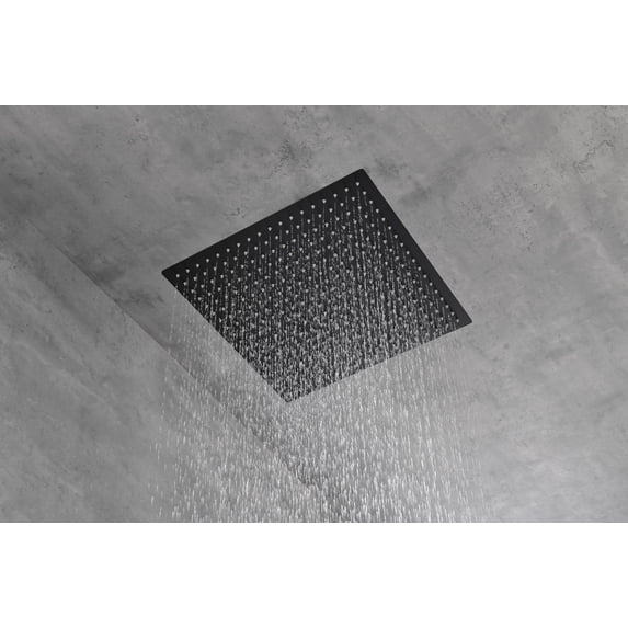 CoSoTower 16 Inch Square Rain Shower Head Matte Black 304 Stainless Steel Showerhead