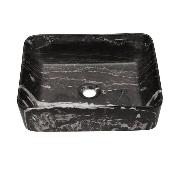 CoSoTower 19"X15" Black and Gray Marble Pattern Ceramic Rectangular Vessel Bathroom Sink