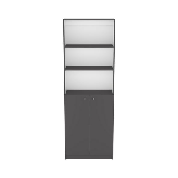CoSoTower Bookcase Dual-Door Benzoni, Office, Matt Gray / White