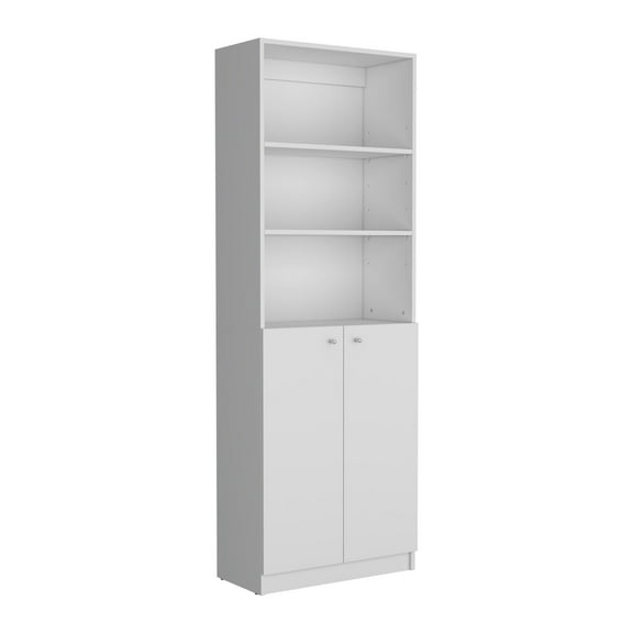 CoSoTower 2-Door Bookcase, Modern Storage Unit with Dual Doors and Multi-Tier Shelves -White -Office