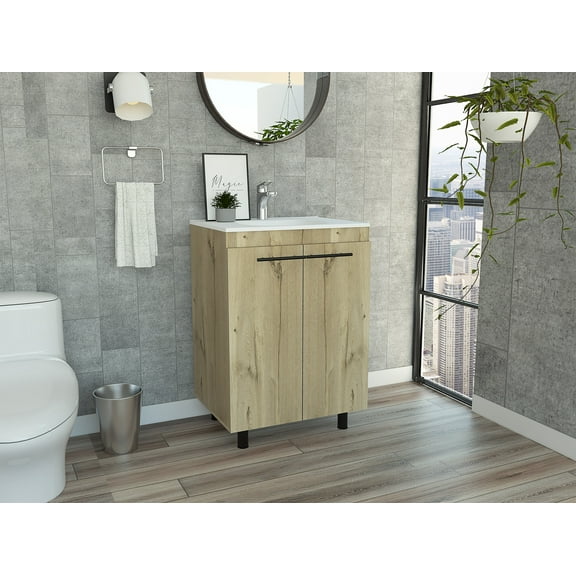 CoSoTower 2-Door Rectangle Freestanding Vanity Cabinet Light Oak