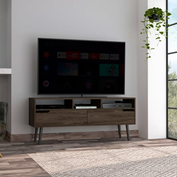 CoSoTower 2-Drawer 3-Shelf TV Stand Dark Walnut