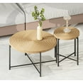thumbnail image 1 of CoSoTower 2-Piece Coffee and End Table Set – Waterproof MDF with Pvc Cover, Distressed Cylindrical Design, Black Metal Legs – Classic Rustic Charm, Technical Wood, 1 of 7