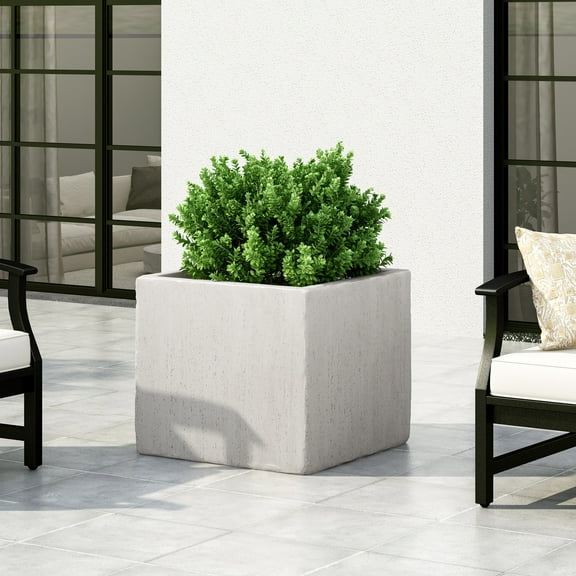 CoSoTower 21.5" Lightweight Concrete Planter - Modern Outdoor Garden Planter Box, Stone-Look Square Patio Planter for Walkway, Deck or Porch - Weather Resistant, No Assembly Required