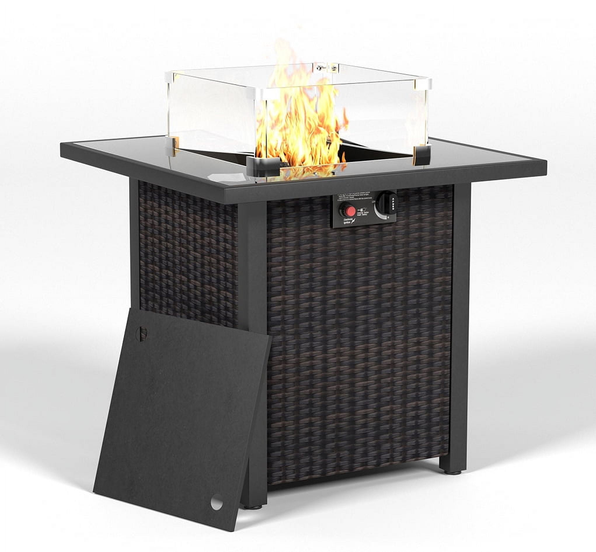 CoSoTower 28 Inch Propane Fire Pit Table, Rattan & Wicker-Look, 50000 ...