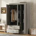 thumbnail image 1 of CoSoTower 3-Door Mirror Wardrobe with Shelves, Gray, 1 of 9