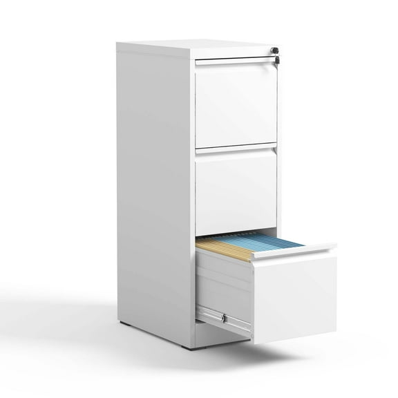 CoSoTower 3 Drawer Metal Vertical File Cabinet with Lock Office Home Steel Vertical File Cabinet for A4 Legal/Letter Size3