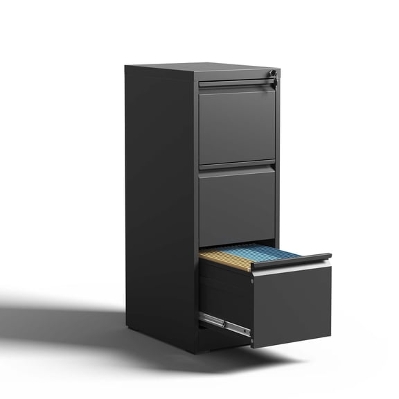 CoSoTower 3 Drawer Metal Vertical File Cabinet with Lock Office Home Steel Vertical File Cabinet for A4 Legal/Letter Size