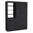 thumbnail image 1 of CoSoTower 3 Drawers Armoire, Double Door, 3-Tier Shelf -Black, 1 of 5