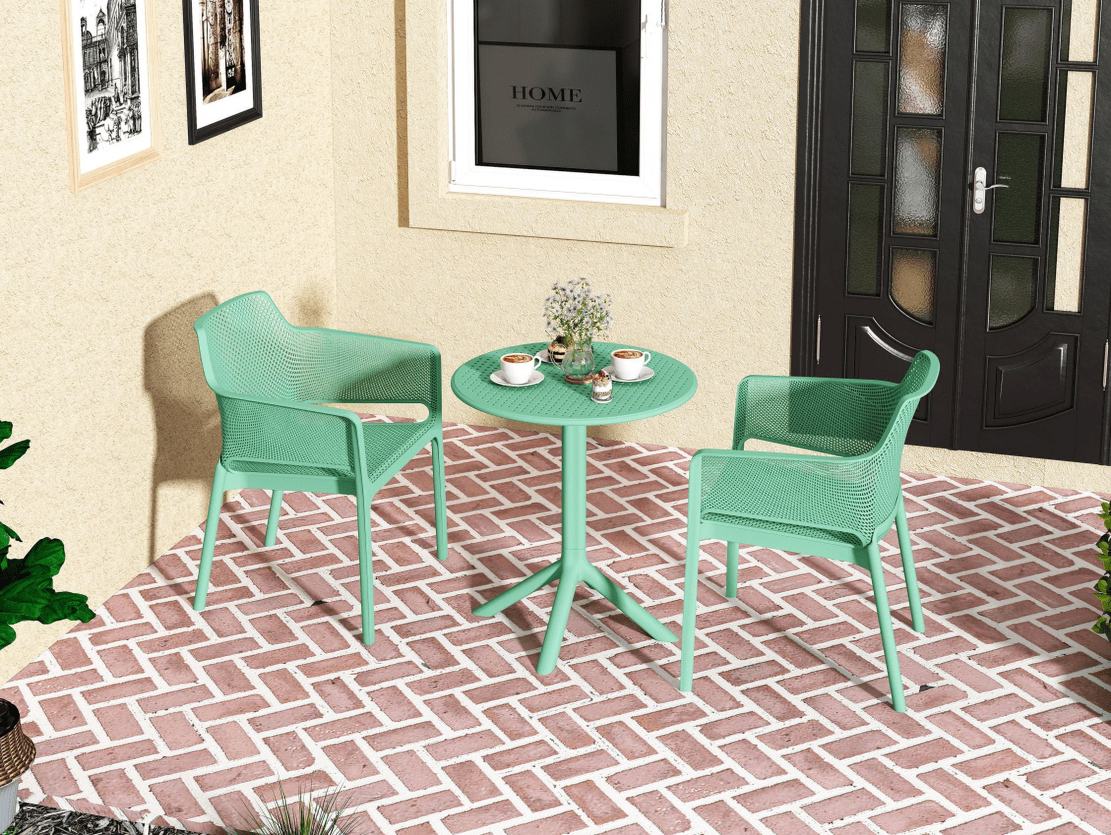 CoSoTower 3 Piece Plastic Arm Chair Bistro Grs Premium Ocean Plastic, Green