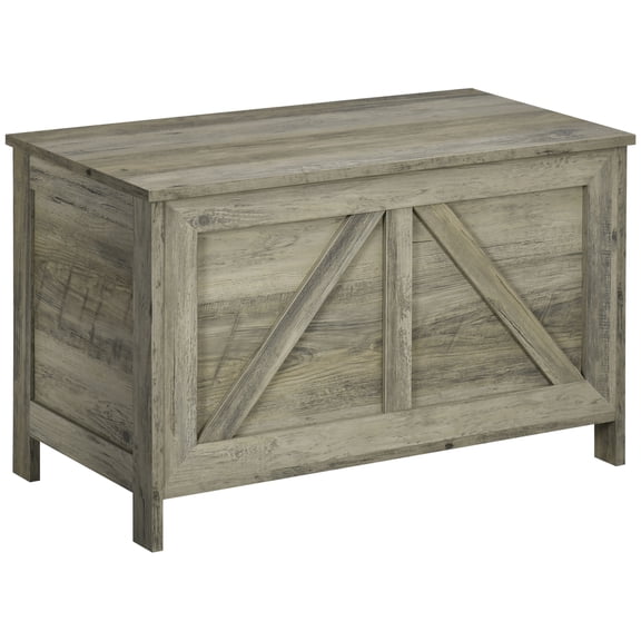 CoSoTower 30" Farmhouse Storage Chest, Lift Top Box Organizer with Safety Hinge to Open Up 150 for Bedroom, Entryway, Living Room, Gray