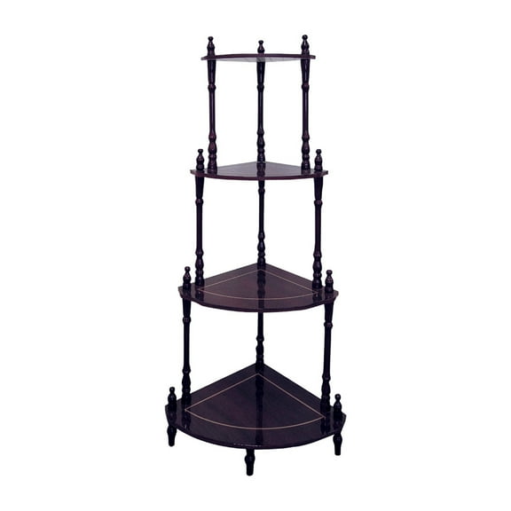CoSoTower 39" Tall 4-Tier Wooden Standing Corner Shelf, Cherry Finish