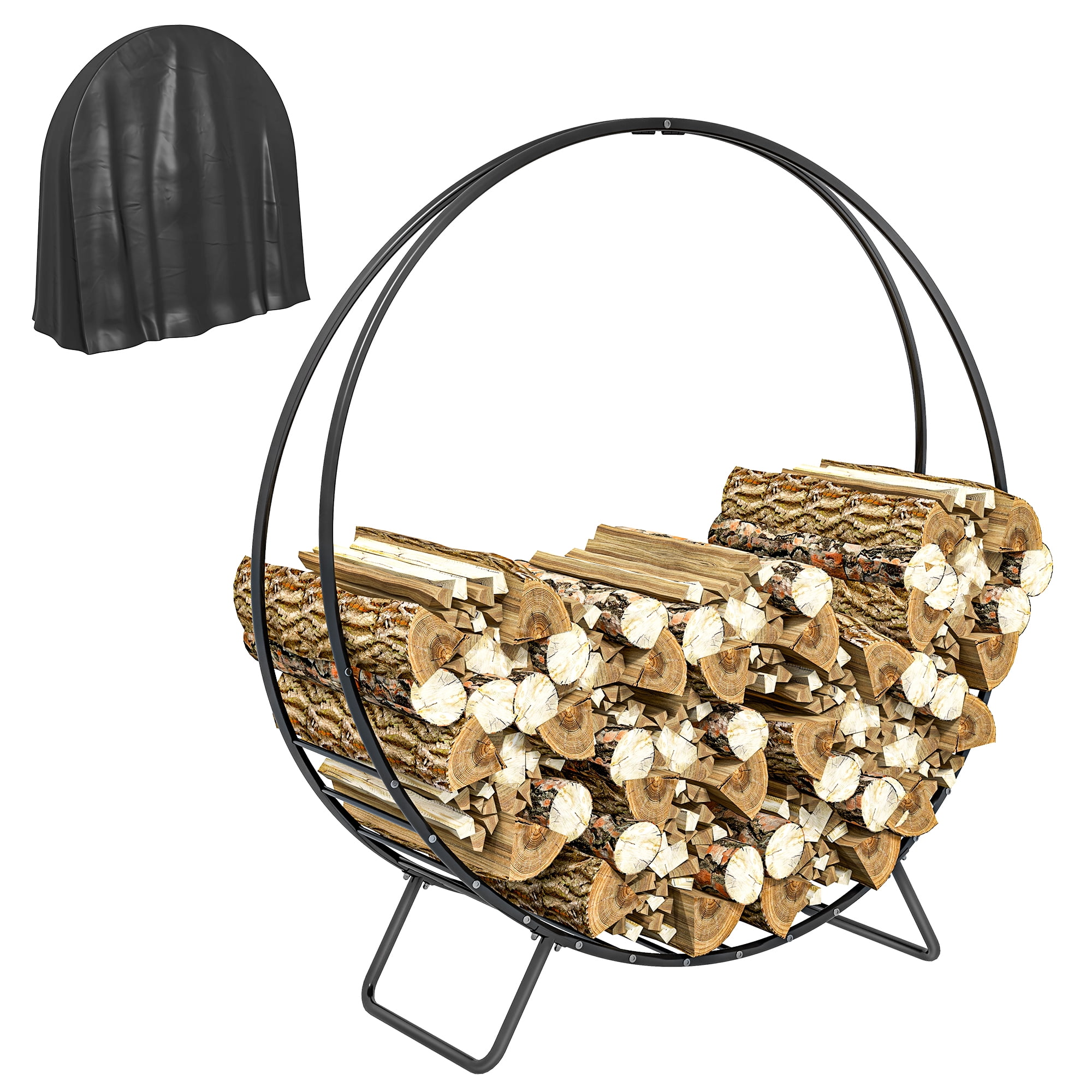 CoSoTower 48 Inch Firewood Rack with Zipper Cover, Waterproof Firewood ...