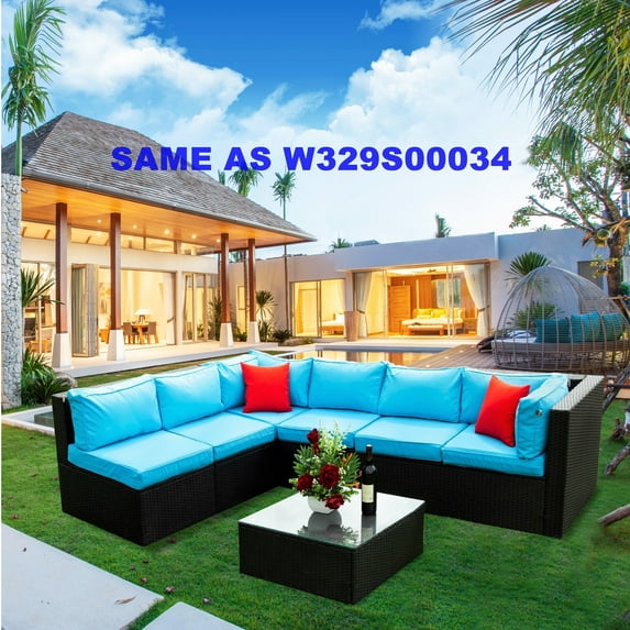 CoSoTower 5 Pieces PE Rattan Sectional Outdoor Furniture Cushioned U Sofa Set with 2 Pillow