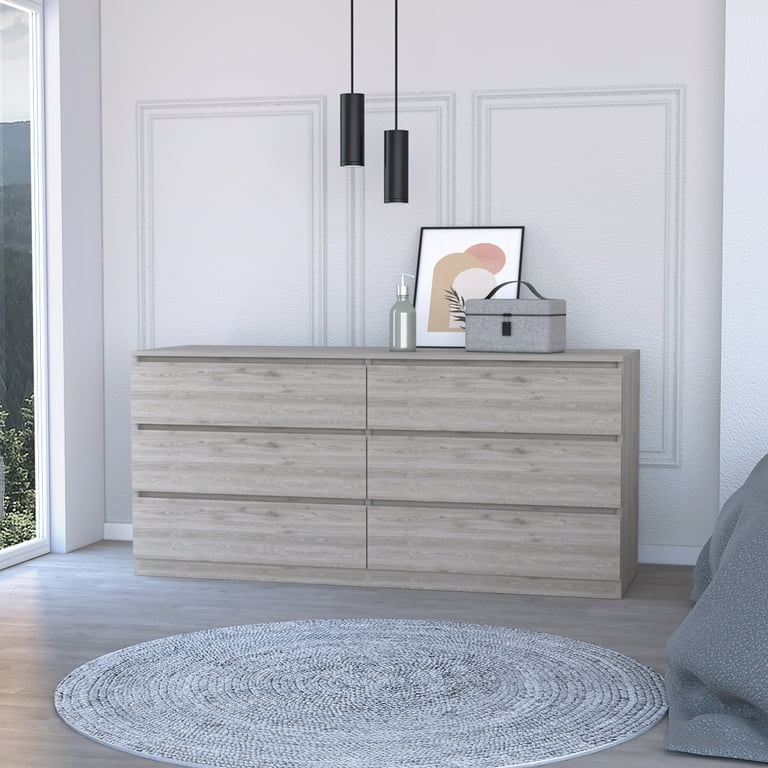Light gray 6 drawer dresser deals