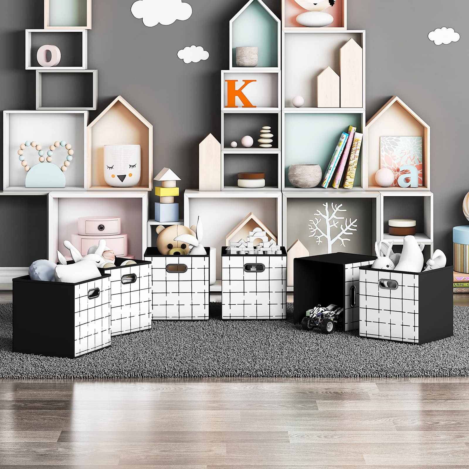 CoSoTower 6 Pack Fabric Storage Cubes with Handle, Foldable 13X13 Inch Large Cube Storage Bins