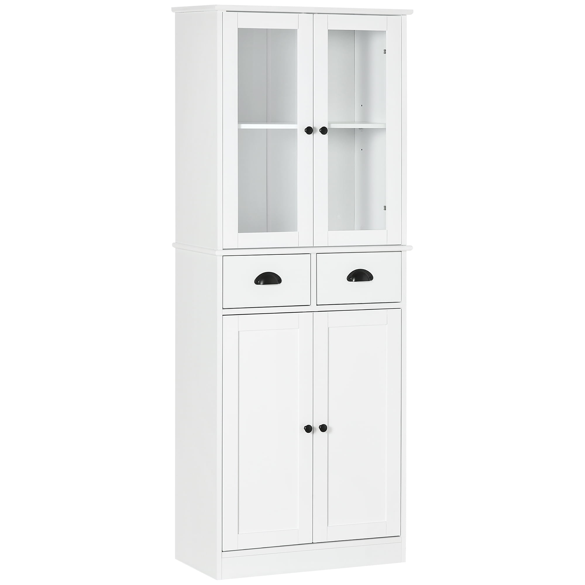 White 61" Freestanding Kitchen Pantry Cabinet with Adjustable Shelves