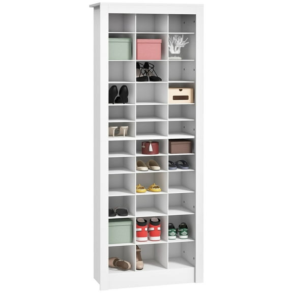 CoSoTower 71" Tall Shoe Rack Storage Organizer, Narrow Shoe Cabinet for Entryway with Open Cubes for 36 Pairs, White