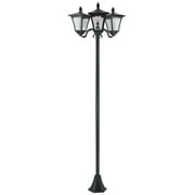 CoSoTower 72" Solar Lamp Post, Triple-Head Street Light, All-Weather Waterproof Stainless Steel, Vintage Style for Garden, Lawn, Pathway, Driveway, Black