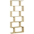 thumbnail image 1 of CoSoTower 75.5"H Bookcase 6 Shelf S-Shaped Bookshelf Wooden Storage Display Stand Shelf Organizer Free Standing Oak, 1 of 9