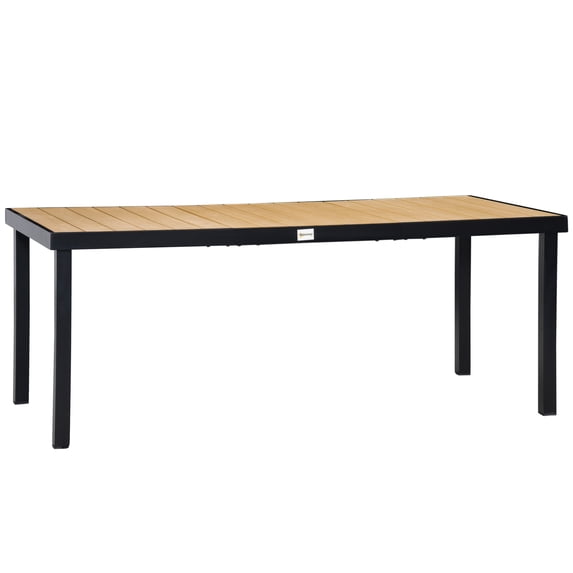 CoSoTower 75" X 35" Outdoor Dining Table for 8 People, Rectangular Aluminum Frame Garden Table with All-Weather Faux Wood Top for Garden, Lawn, Patio, Natural