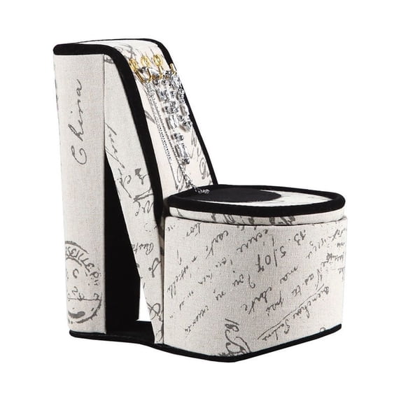 CoSoTower 9" Tall Display Jewelry Box with Hooks, High Heel Shoe Design, Stencil Letter Print