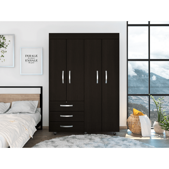 CoSoTower Adjustable Armoire, Rods, Double Door Three Drawers