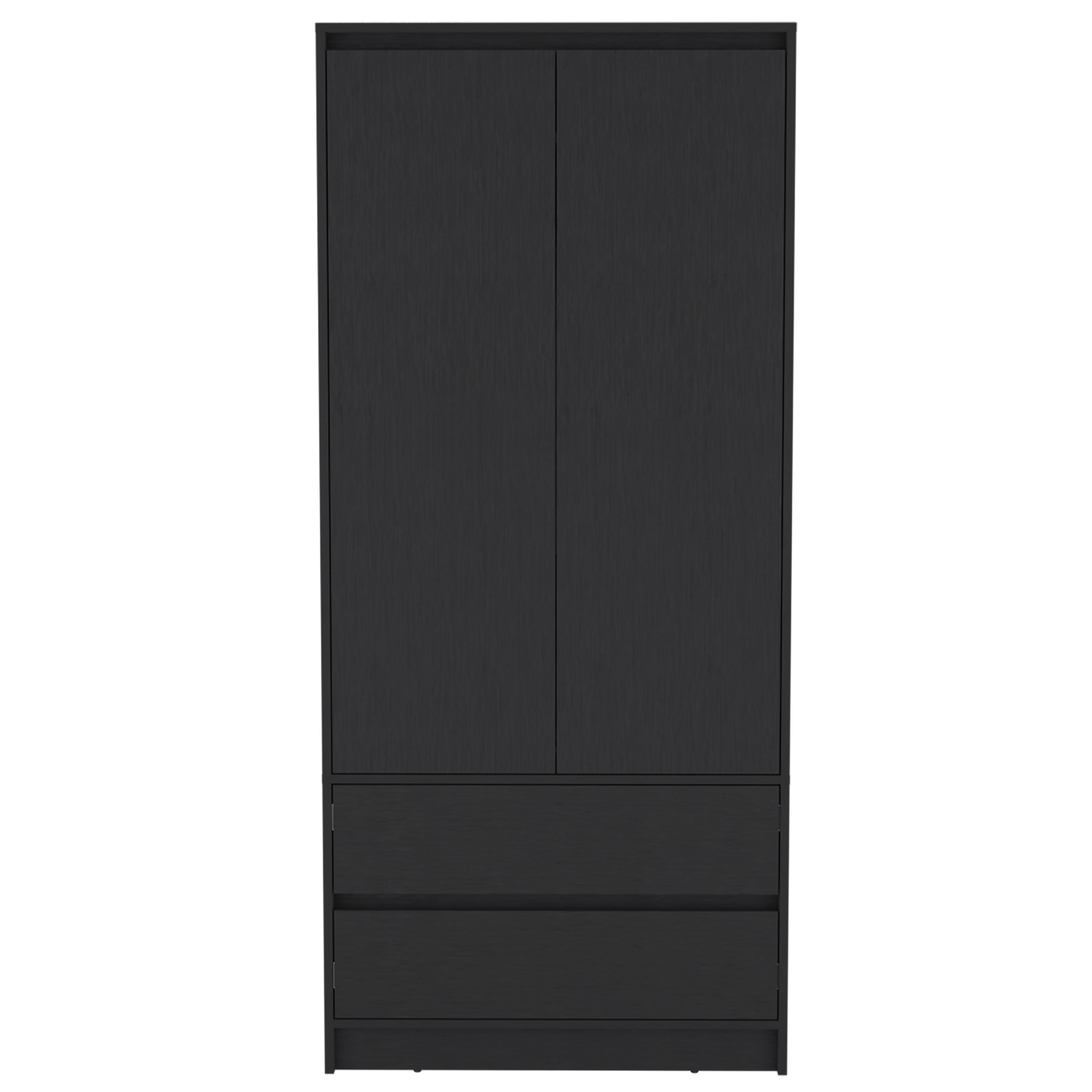 Black Two-Door Armoire with Two Drawers