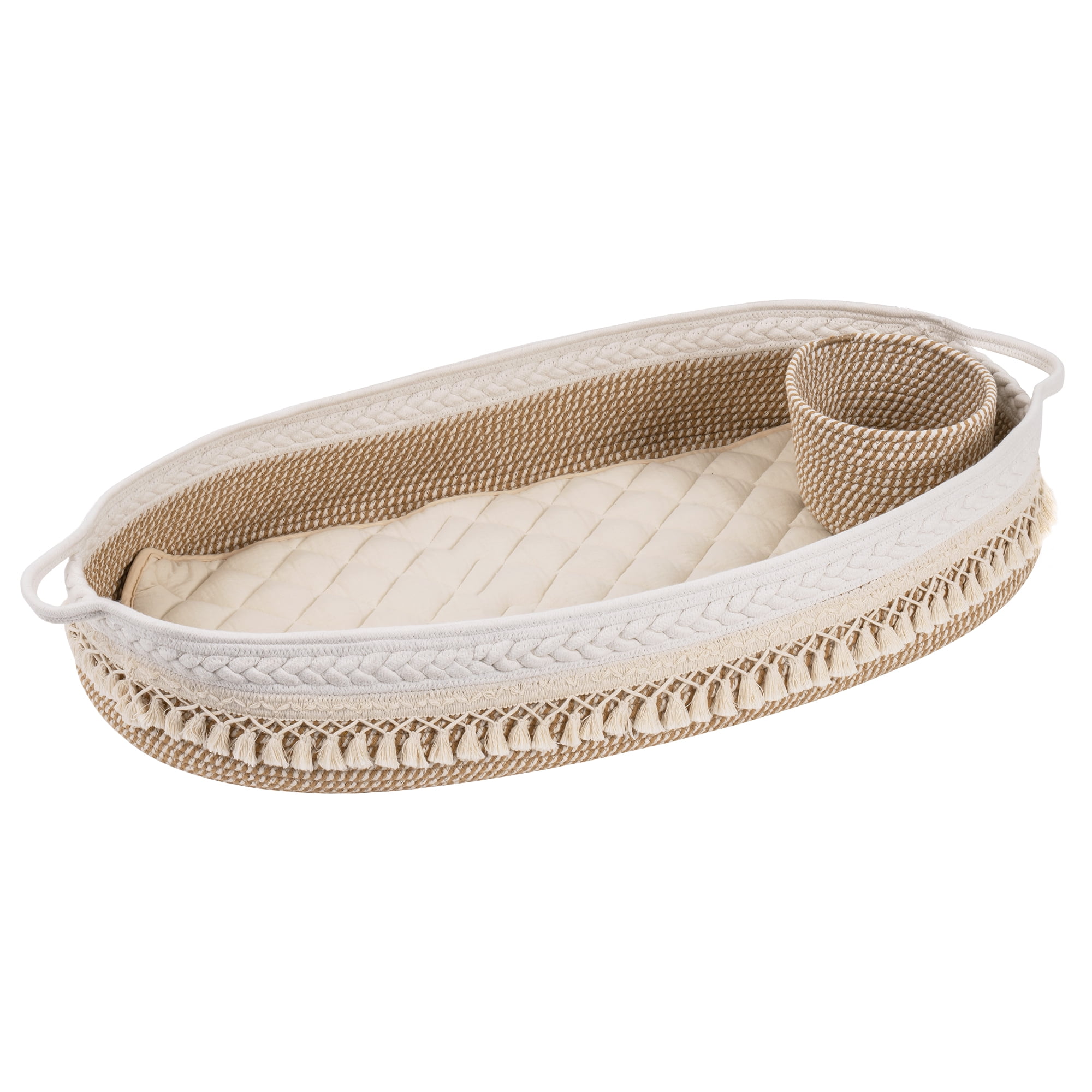 CoSoTower Baby Changing Basket, Handmade Woven Cotton Rope Moses Basket, Changing Table Topper