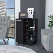 CoSoTower Bar Cart, One Cabinet with Division, Six Cubbies for Liquor, Two Shelves