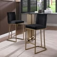 thumbnail image 1 of CoSoTower Bar Stools Set Of 2 Counter Height 26" Bar Stools With Back, Gold Brushed Barstools Modern Velvet Fabric Kitchen Stools For Counter Pub, Upholstered Dining Chairs - Black, 1 of 9